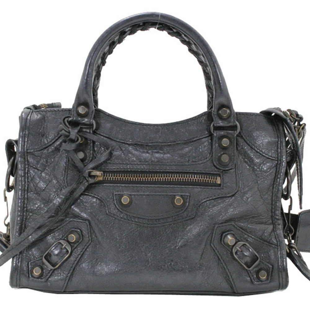 Balenciaga Leather Black Sheepskin Handbag Crossbody Mirror City Bag
